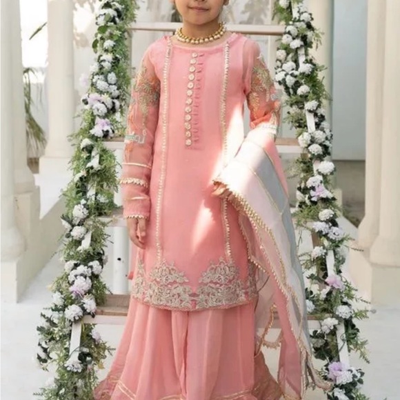 Pakistani Indian Kids Girl Shalwar Kameez Sharara Party Wear Eid